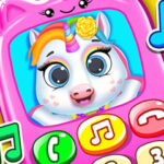 Telefono cellulare a forma di unicorno con principessa